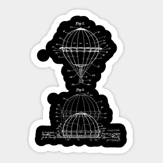 Balloon Vintage Patent Drawing Sticker by TheYoungDesigns